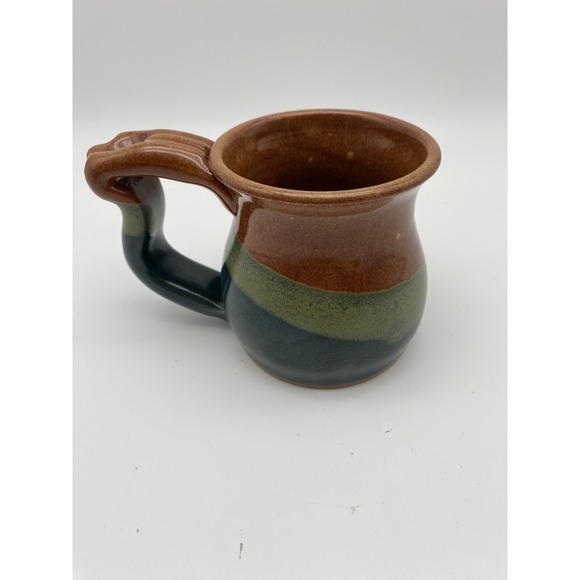 CLAYTON Pottery Coffee Cup Mug Leaf Pattern Thumb Print Handle - Picture 5 of 8